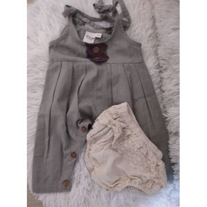 Yo Baby Sleeveless Romper Jumpsuit w/Shoulder Ties, 0-3 months girls